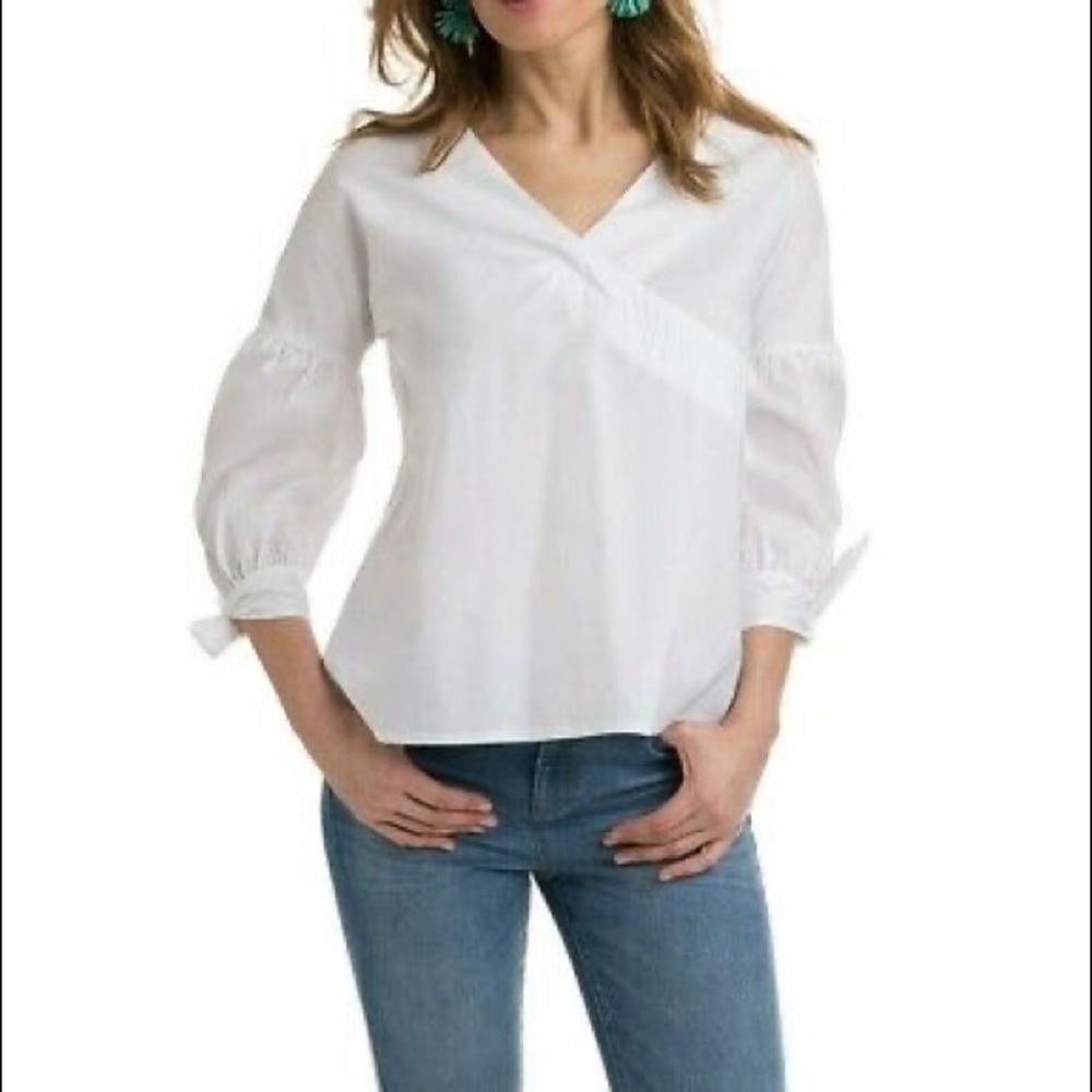 NEW Vineyard Vines Cross Front Bell Sleeve Woven Top